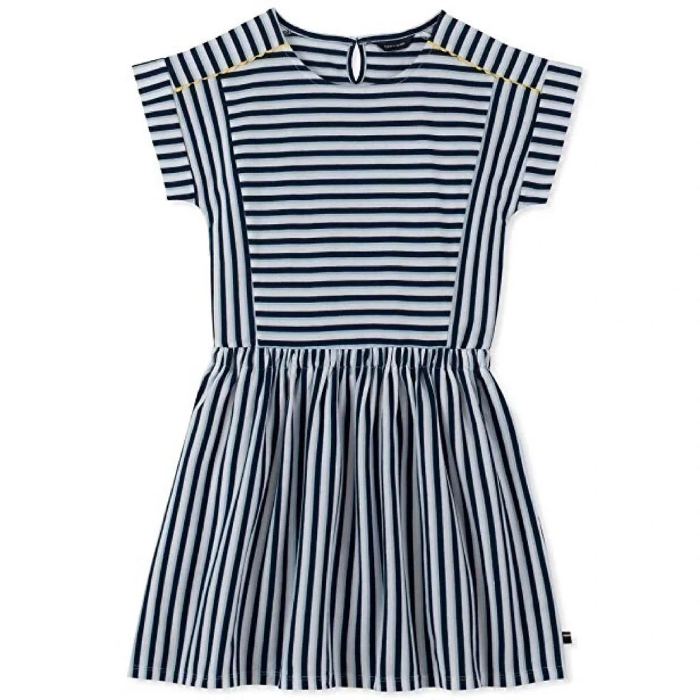 𝅺TOMMY Hilfiger Girls Flag Blue Striped Dress